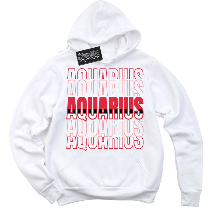 Cool White Graphic DopeStar Hoodie with “ Aquarius “ print, that perfectly matches Spider-Verse 1s sneakers