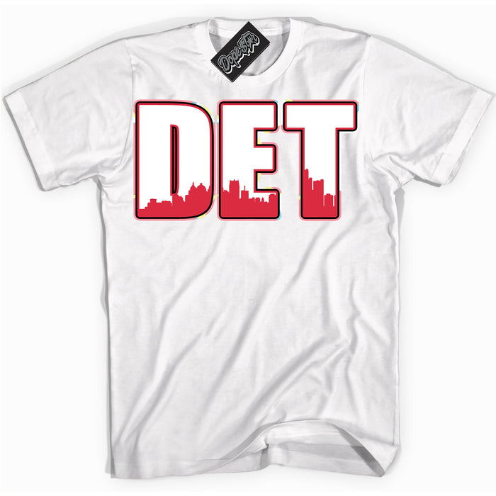 Cool White graphic tee with “ Detroit ” design, that perfectly matches Spider-Verse 1s sneakers 
