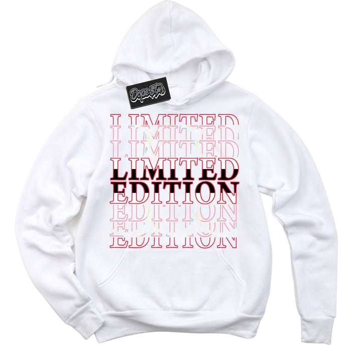 Cool White Graphic DopeStar Hoodie with “ Limited Edition “ print, that perfectly matches Spider-Verse 1s sneakers