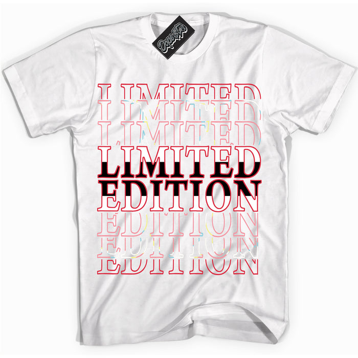 Cool White graphic tee with “ Limited Edition ” design, that perfectly matches Spider-Verse 1s sneakers 