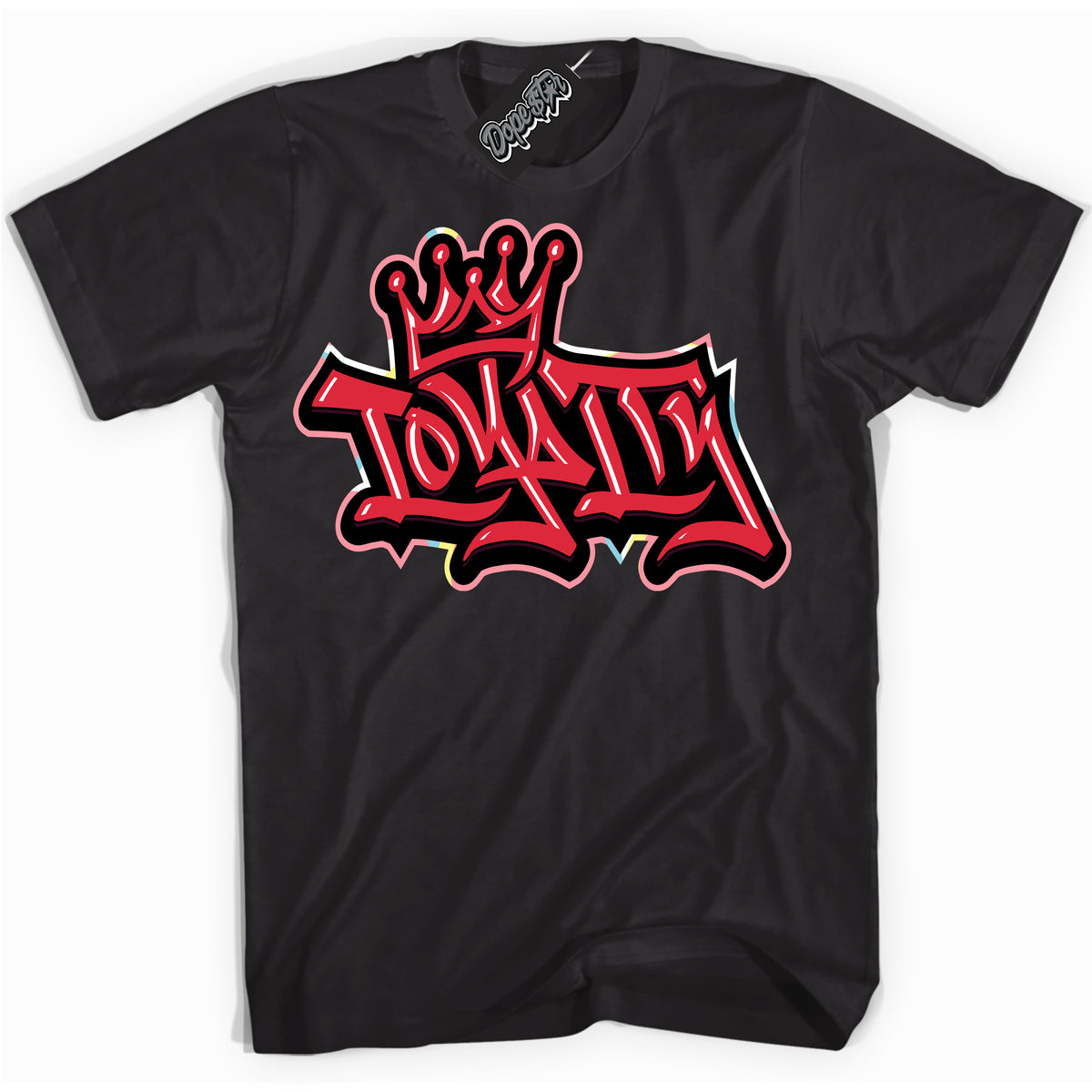 Cool Black graphic tee with “ Loyalty Crown ” design, that perfectly matches Spider-Verse 1s sneakers 