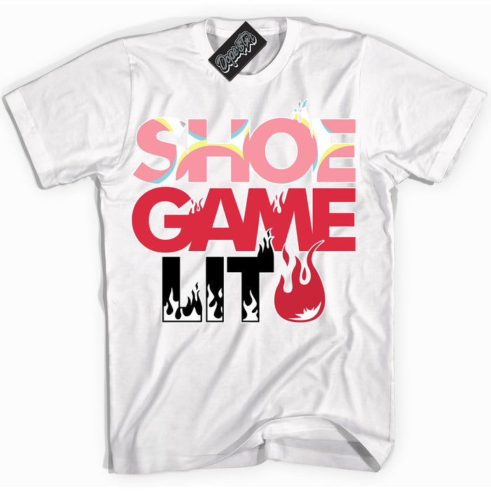 Cool White Shirt with “ Shoe Game Lit ” design that perfectly matches Spider-Verse 1s Sneakers.