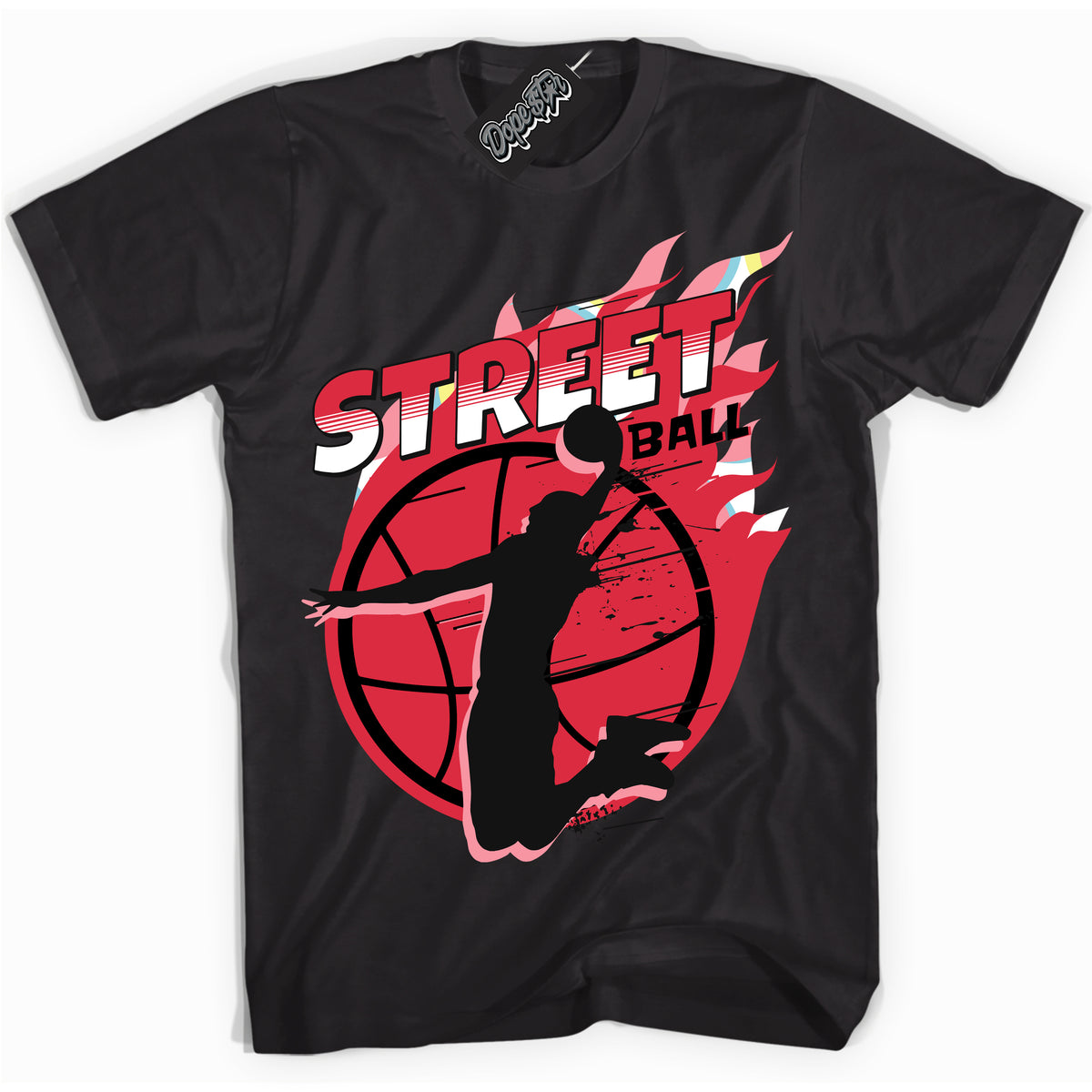 Cool Black graphic tee with “ Street Ball ” design, that perfectly matches Spider-Verse 1s sneakers 
