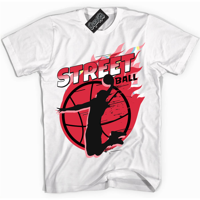 Cool White graphic tee with “ Street Ball ” design, that perfectly matches Spider-Verse 1s sneakers 