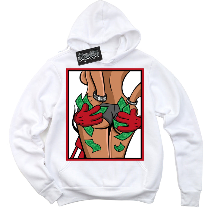 Cool White Hoodie with “ Money Hands ”  design that Perfectly Matches Trophy Room 1s Jordans.
