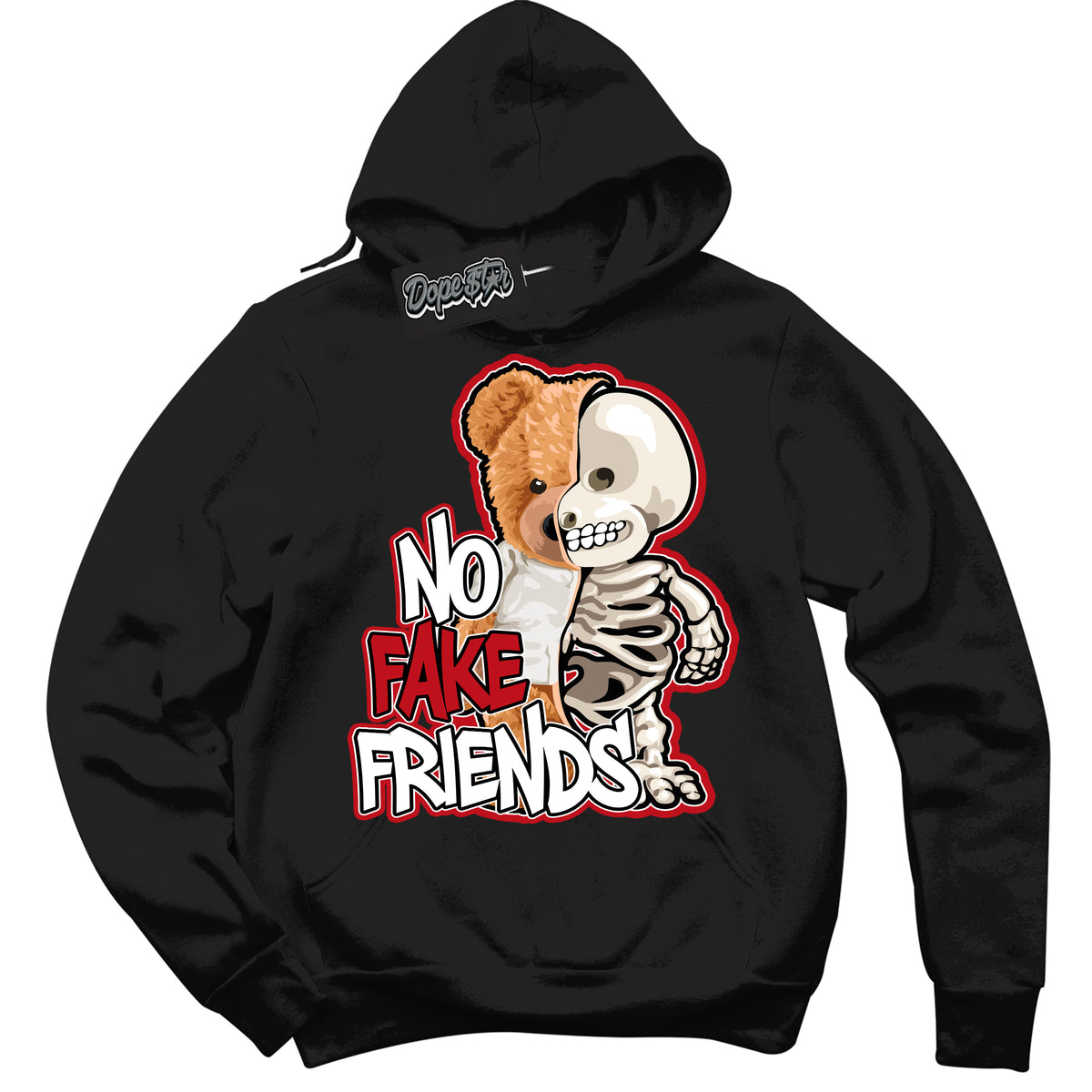 Cool Black Hoodie with “ No Fake Friends ”  design that Perfectly Matches Trophy Room 1s Jordans.
