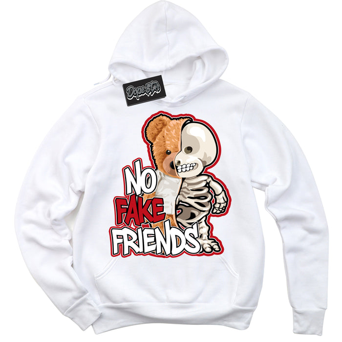 Cool White Hoodie with “ No Fake Friends ”  design that Perfectly Matches Trophy Room 1s Jordans.
