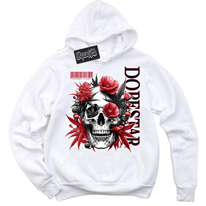 Cool White Hoodie with “ Skull Poppies ”  design that Perfectly Matches Trophy Room 1s Jordans.