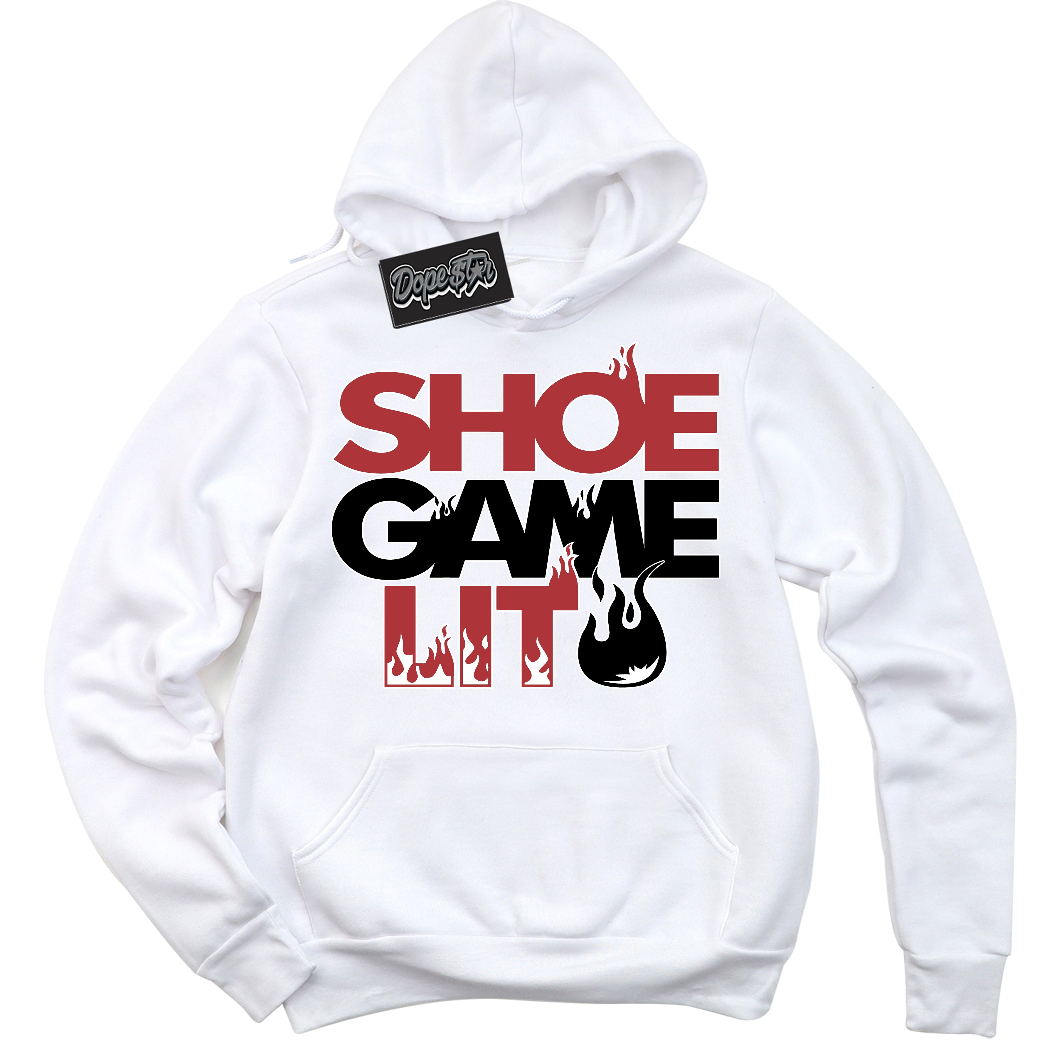 Cool White Hoodie with “ Shoe Game Lit '' design that Perfectly Matches  Chicago 2s Sneakers.