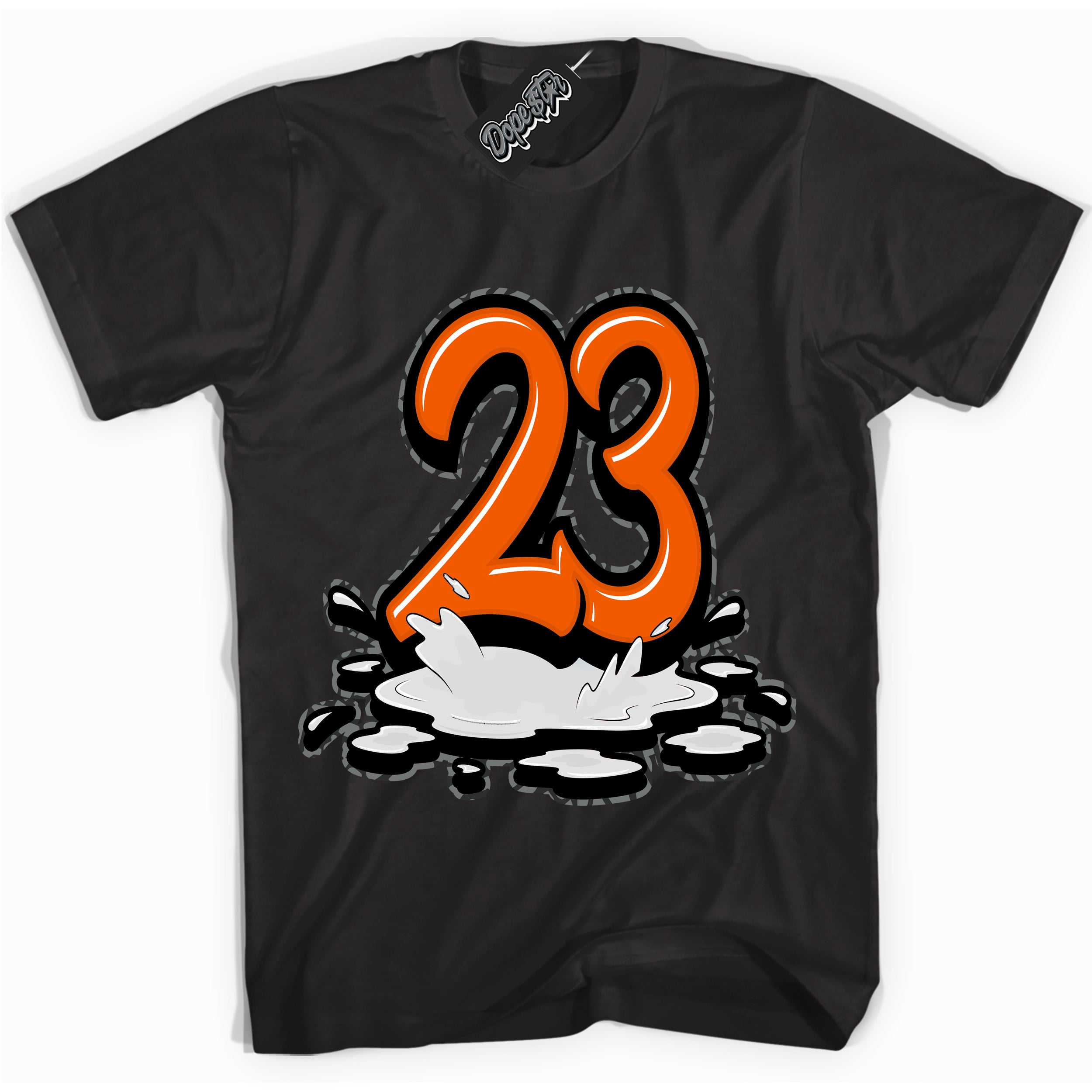 Cool Black graphic tee with “ 23 Melting ” design, that perfectly matches Fear Pack 3s sneakers 