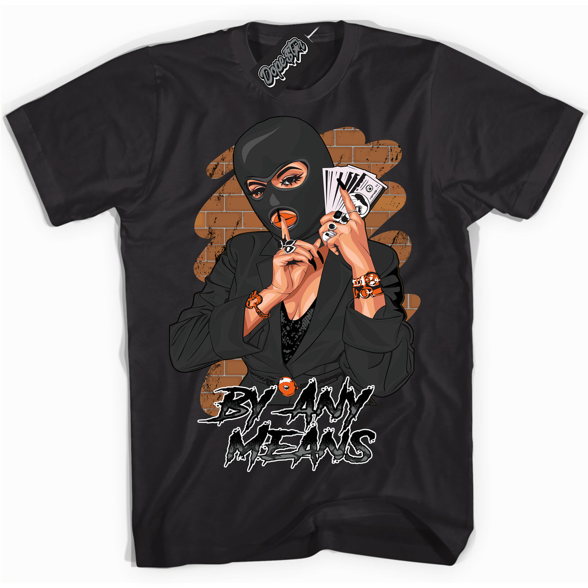 Cool Black graphic tee with “ By Any Means ” design, that perfectly matches Fear Pack 3s sneakers 