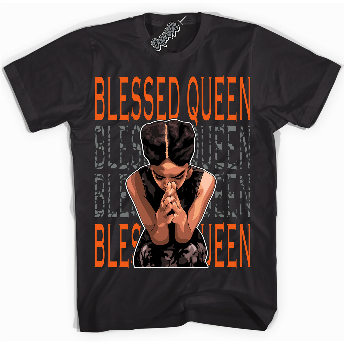 Cool Black graphic tee with “ Blessed Queen ” design, that perfectly matches Fear Pack 3s sneakers 