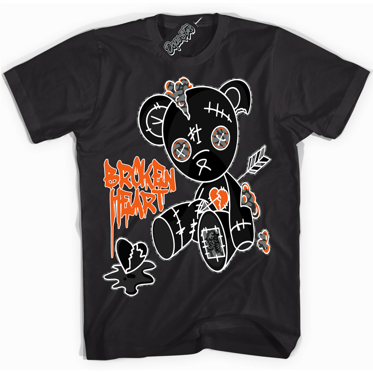 Cool Black graphic tee with “ Broken Heart Bear ” design, that perfectly matches Fear Pack 3s sneakers 