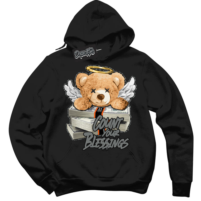 Cool Black Graphic DopeStar Hoodie with “  Count Your Blessings  “ print, that perfectly matches Fear Pack 3s sneakers