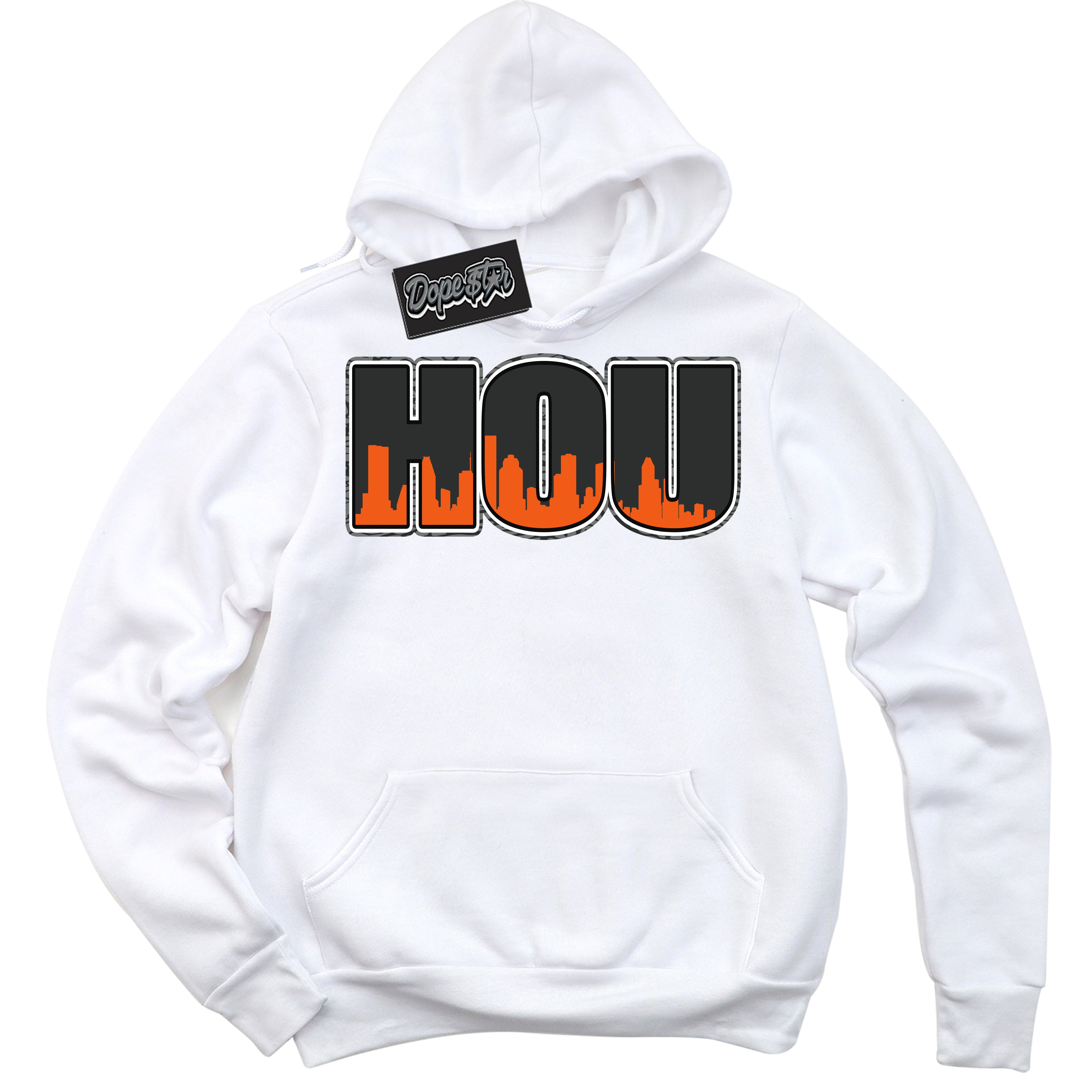 Cool White Graphic DopeStar Hoodie with “  Houston “ print, that perfectly matches Fear Pack 3s sneakers