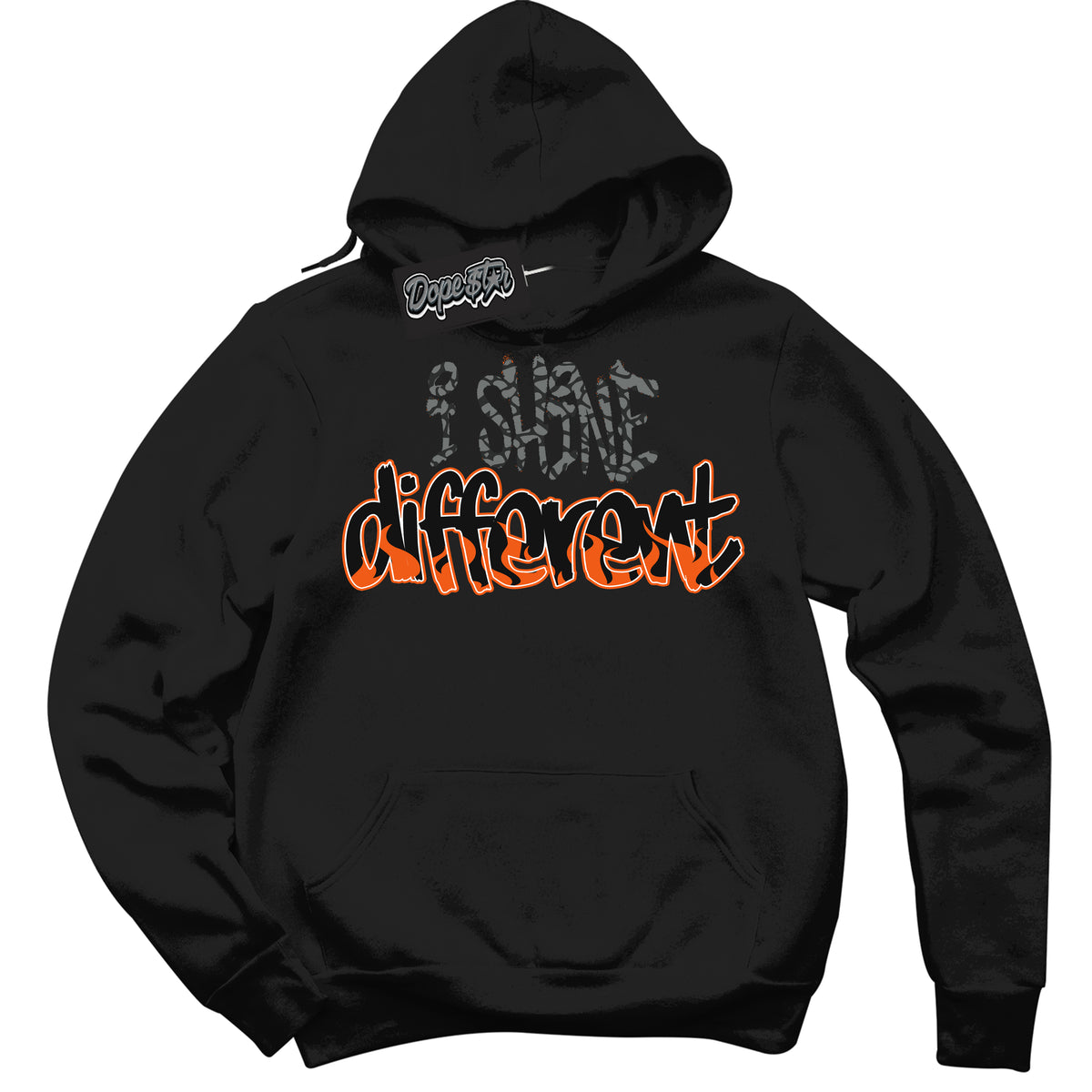 Cool Black Graphic DopeStar Hoodie with “ I Shine Different “ print, that perfectly matches Fear Pack 3s sneakers
