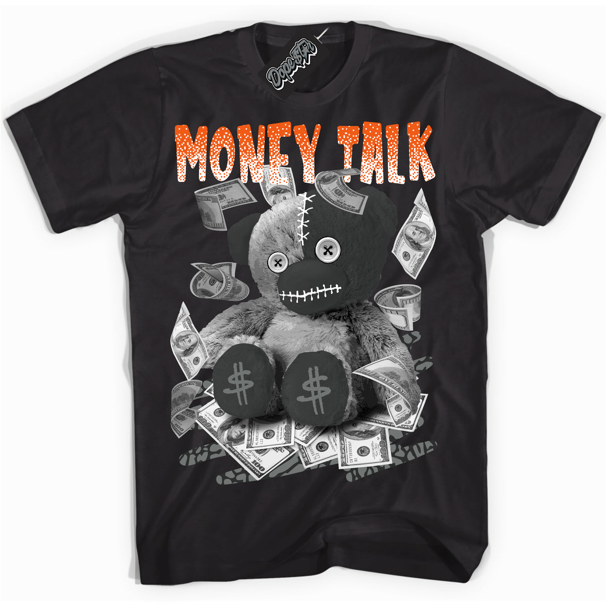 Cool Black graphic tee with “ Money Talk Bear ” design, that perfectly matches Fear Pack 3s sneakers 