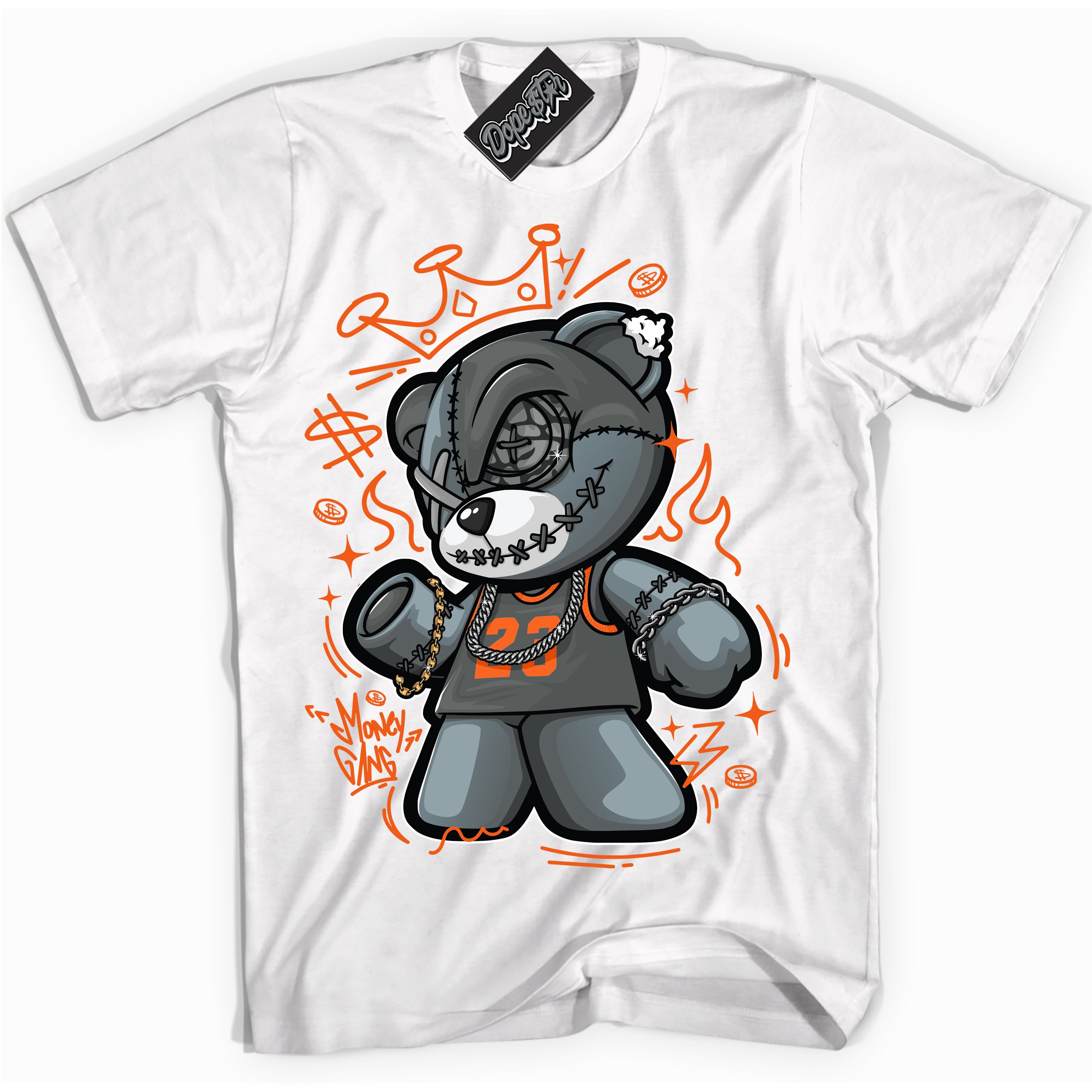 Cool White graphic tee with “ Money Gang Bear ” design, that perfectly matches Fear Pack 3s sneakers 