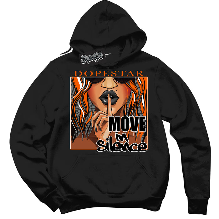 Cool Black Graphic DopeStar Hoodie with “  Move In Silence  “ print, that perfectly matches Fear Pack 3s sneakers