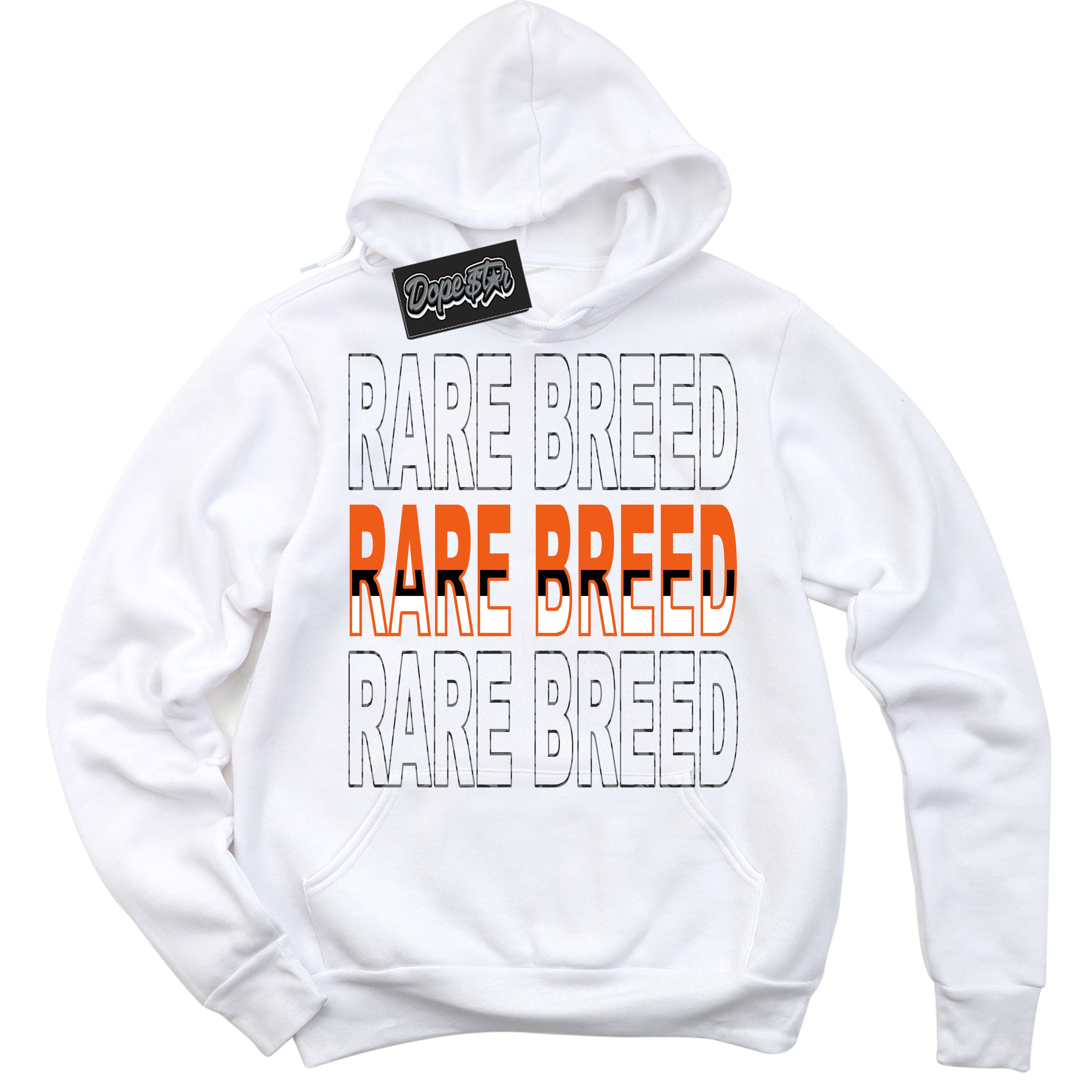 Cool White Graphic DopeStar Hoodie with “  Rare Breed “ print, that perfectly matches Fear Pack 3s sneakers