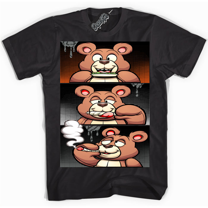 Cool Black graphic tee with “ Roll It Lick It Smoke It Bear ” design, that perfectly matches Fear Pack 3s sneakers 