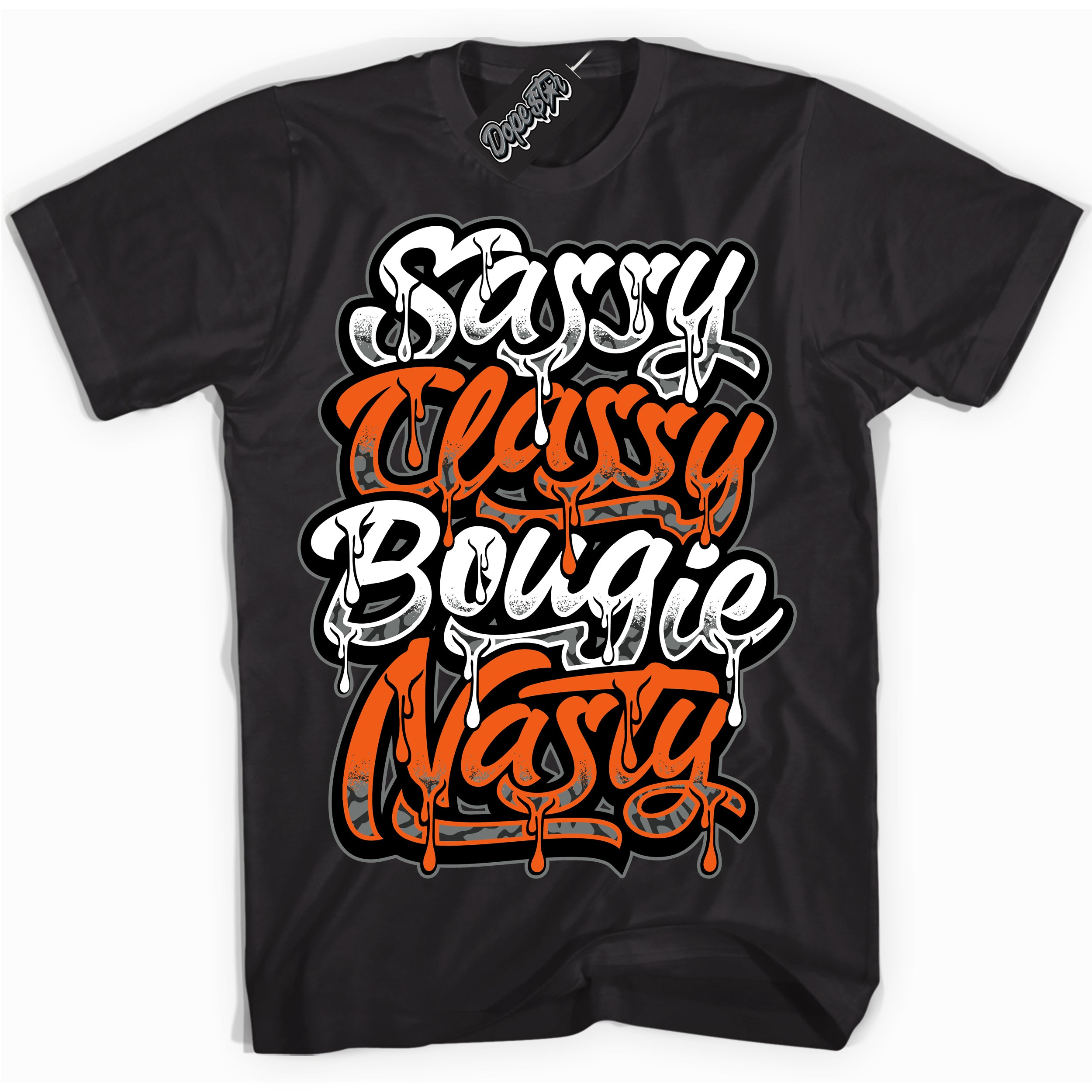 Cool Black graphic tee with “ Sassy Classy ” design, that perfectly matches Fear Pack 3s sneakers 