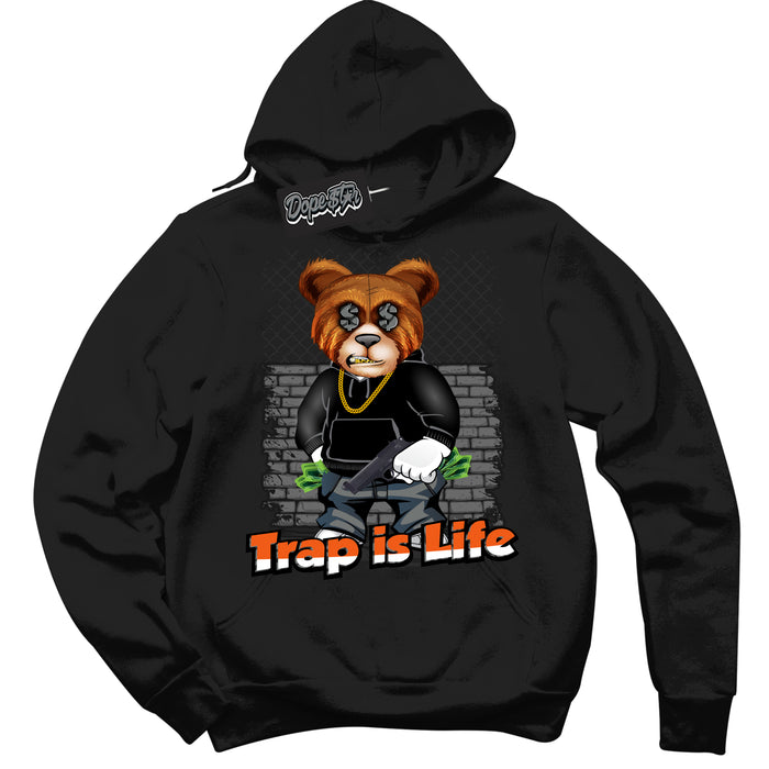 Cool Black Graphic DopeStar Hoodie with “  Trap Is Life  “ print, that perfectly matches Fear Pack 3s sneakers