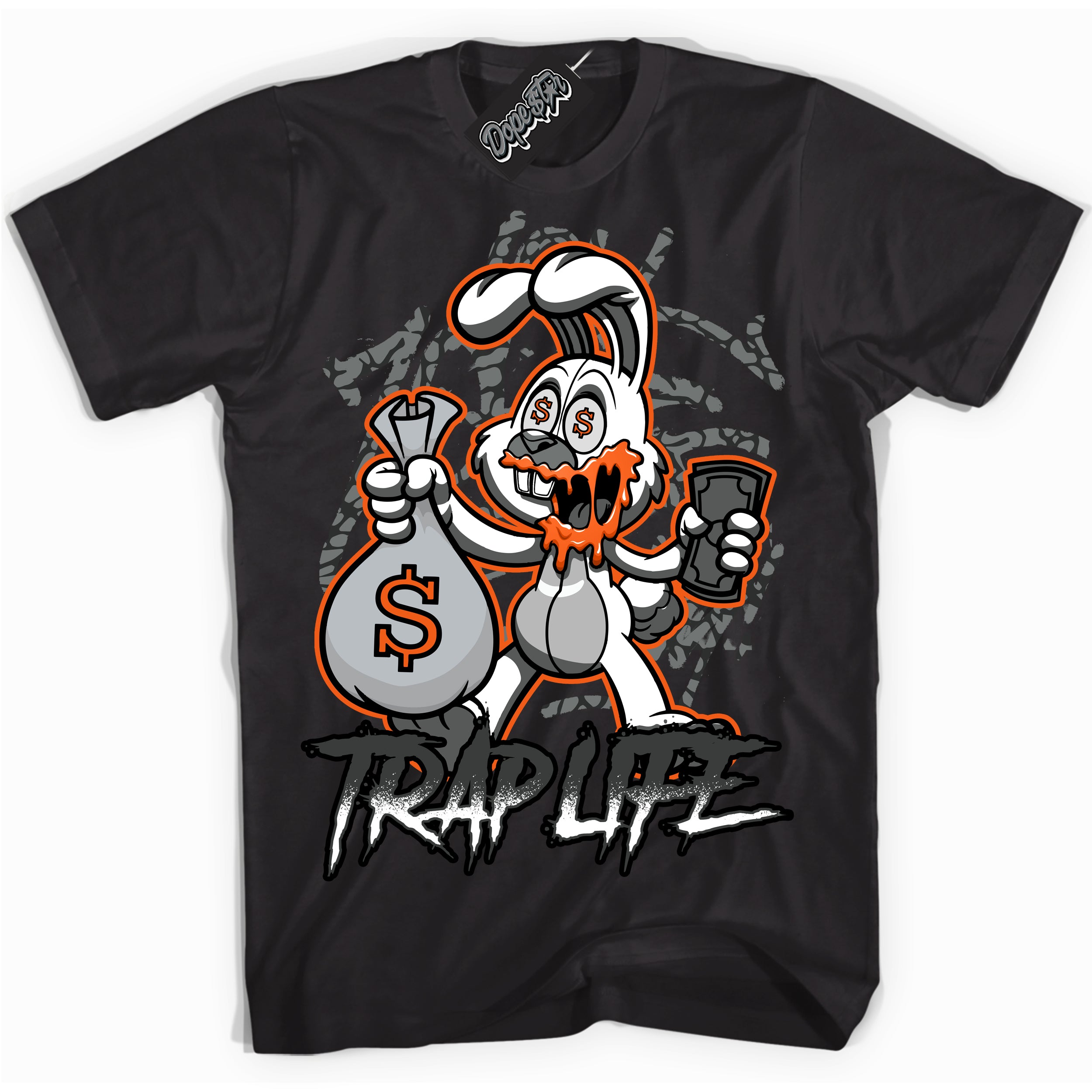 Cool Black graphic tee with “ Trap Rabbit ” design, that perfectly matches Fear Pack 3s sneakers 