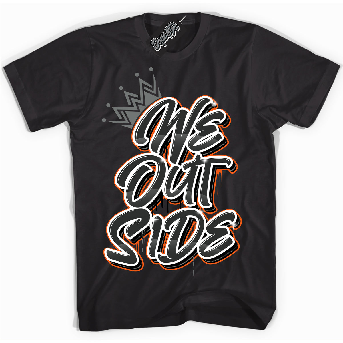 Cool Black graphic tee with “ We Outside” design, that perfectly matches Fear Pack 3s sneakers 