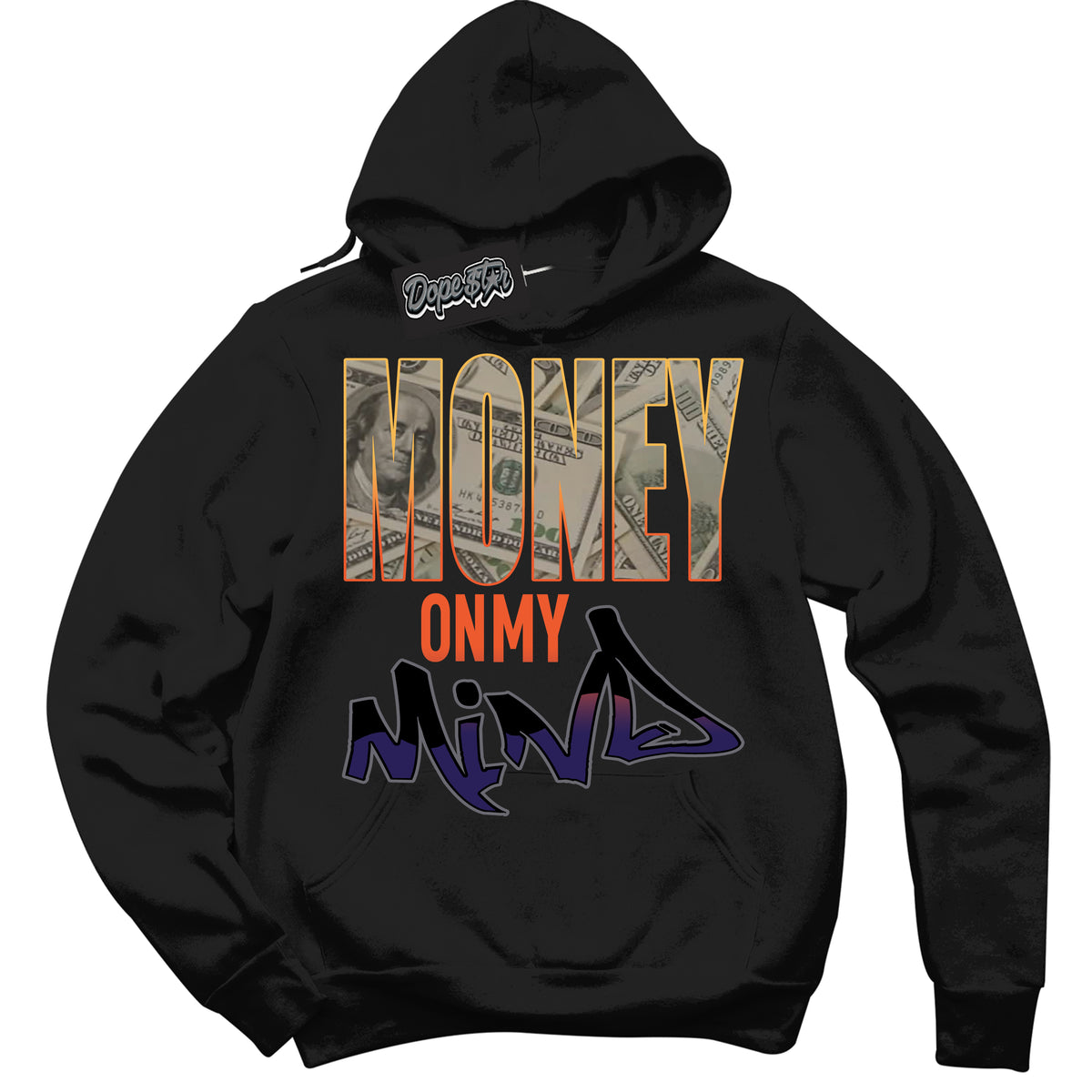 Cool Black Hoodie with “ Money On My Mind ”  design that Perfectly Matches J Balvin Rio 3s Sneakers.