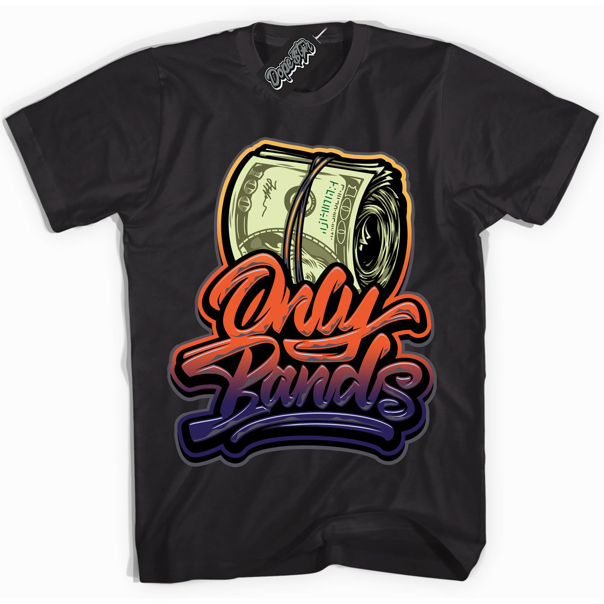 Cool Black Shirt with “ Only Bands” design that perfectly matches J Balvin Rio 3s Sneakers.