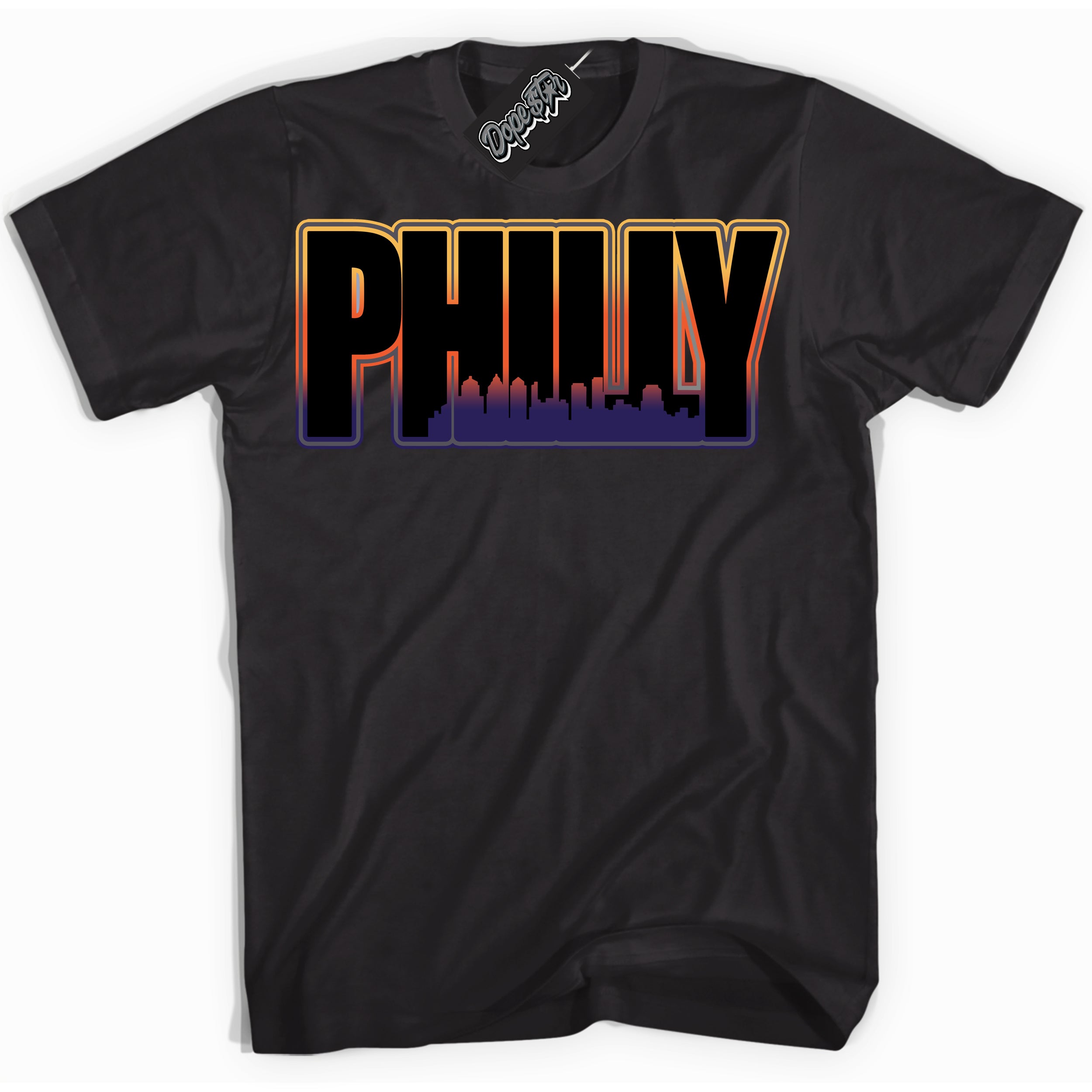 Cool Black Shirt with “ Philly” design that perfectly matches J Balvin Rio 3s Sneakers.
