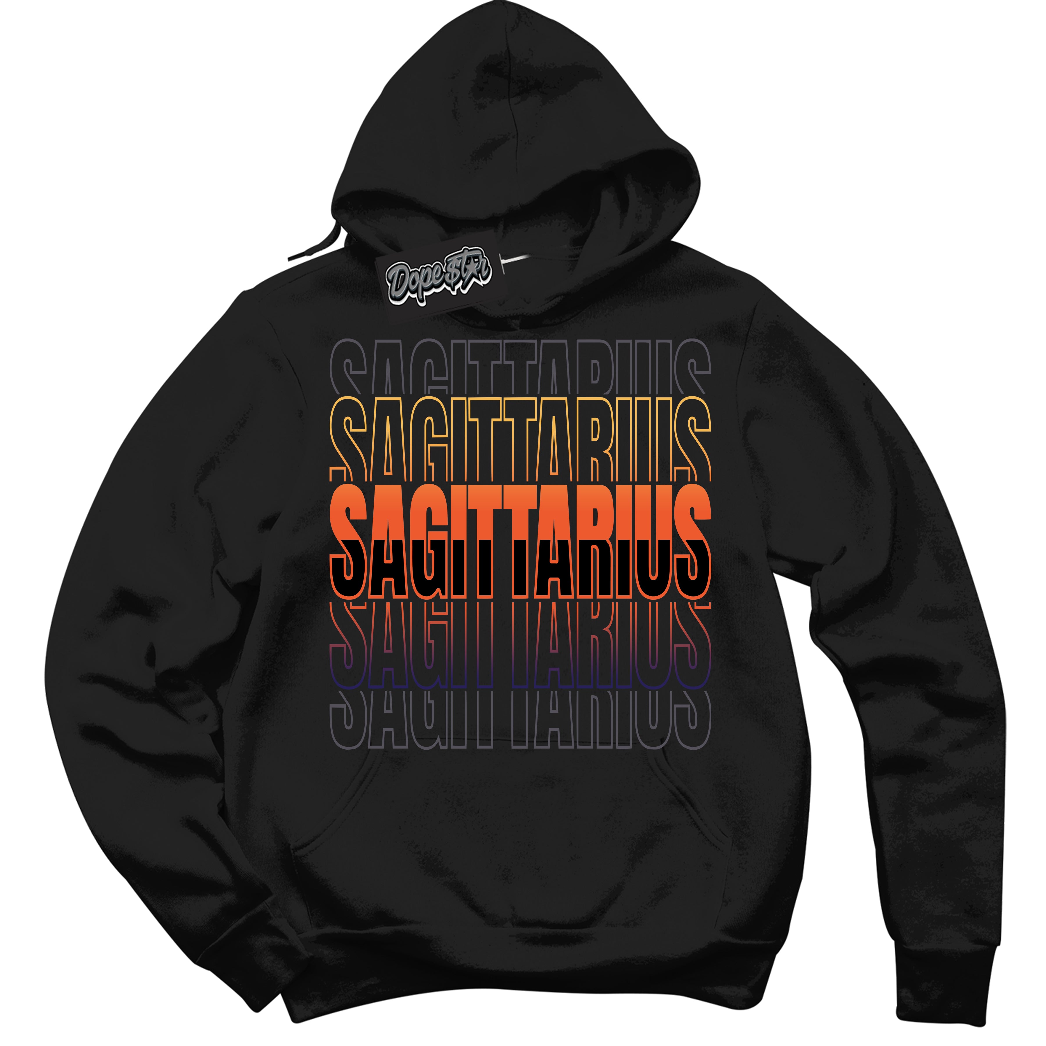 Cool Black Hoodie with “ Sagittarius ”  design that Perfectly Matches J Balvin Rio 3s Sneakers.