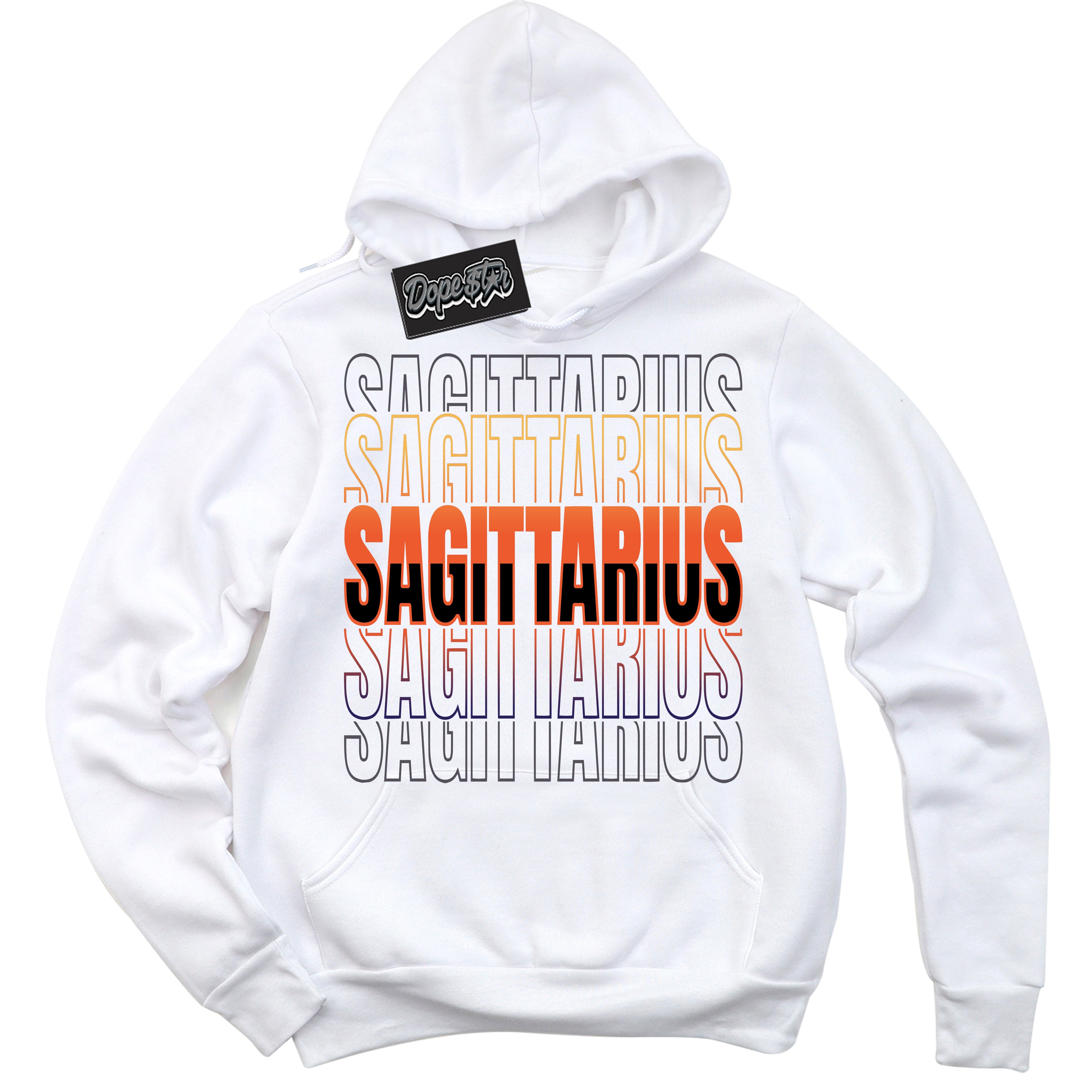 Cool White Hoodie with “ Sagittarius ”  design that Perfectly Matches J Balvin Rio 3s Sneakers.