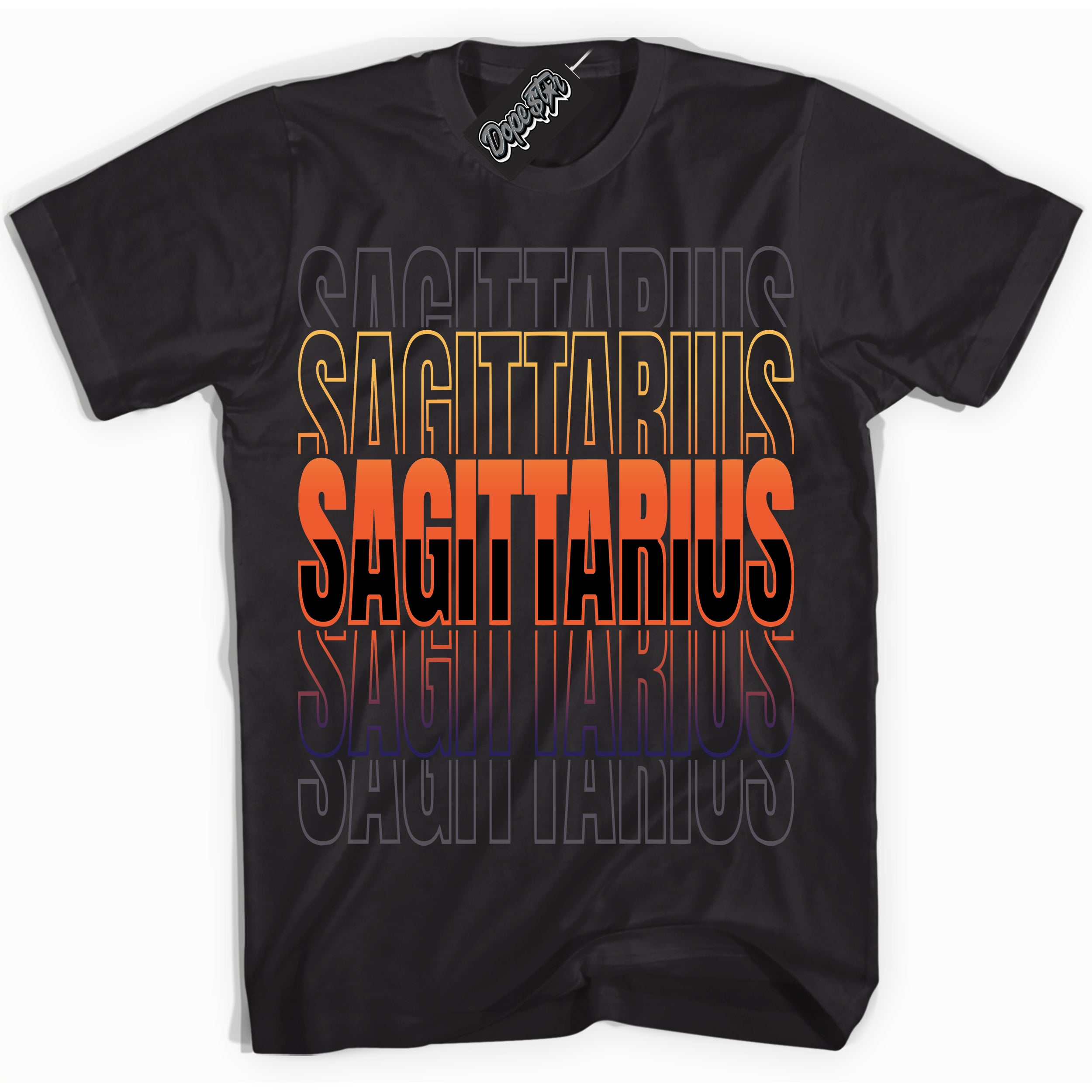 Cool Black Shirt with “ Sagittarius” design that perfectly matches J Balvin Rio 3s Sneakers.