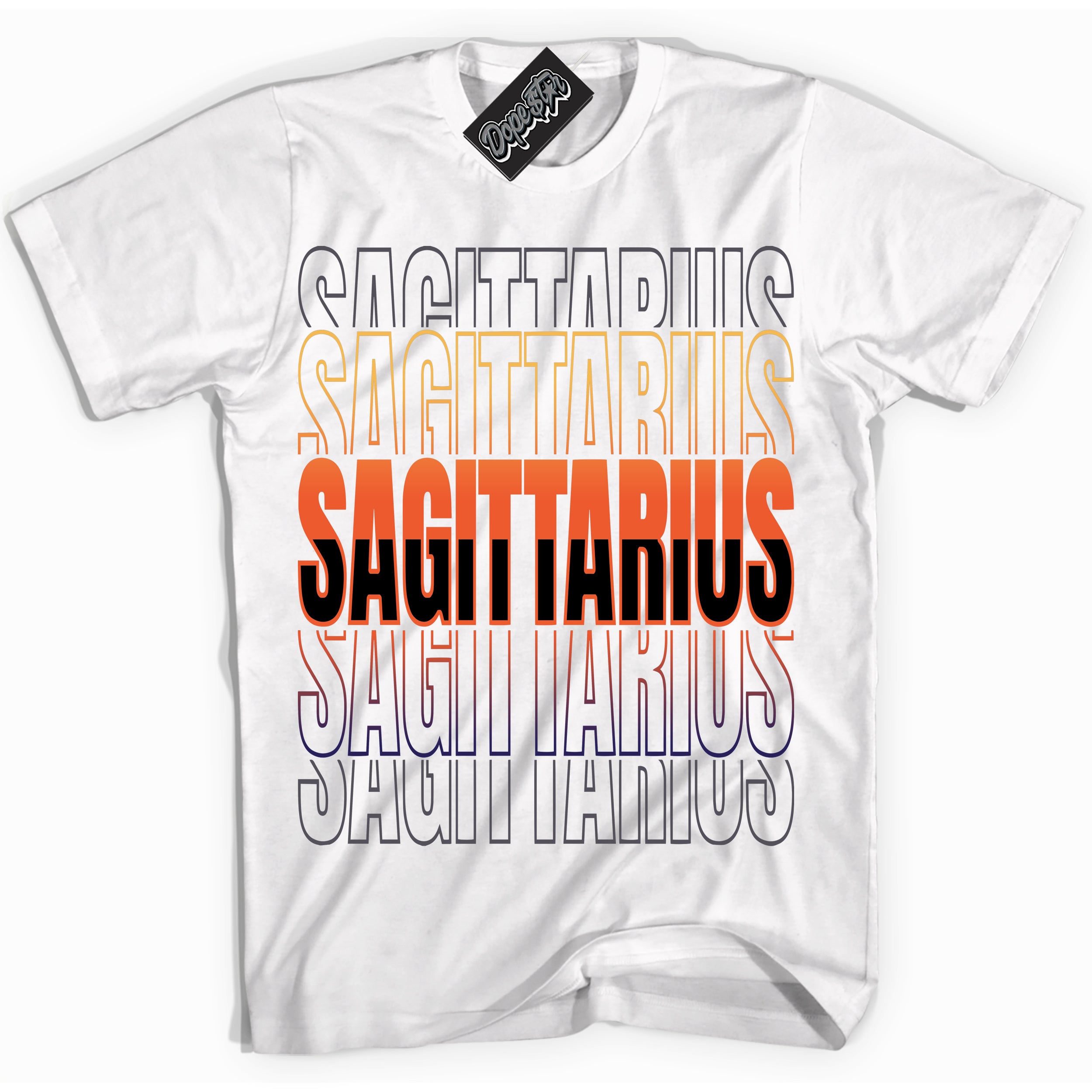 Cool White Shirt with “ Sagittarius” design that perfectly matches J Balvin Rio 3s Sneakers.