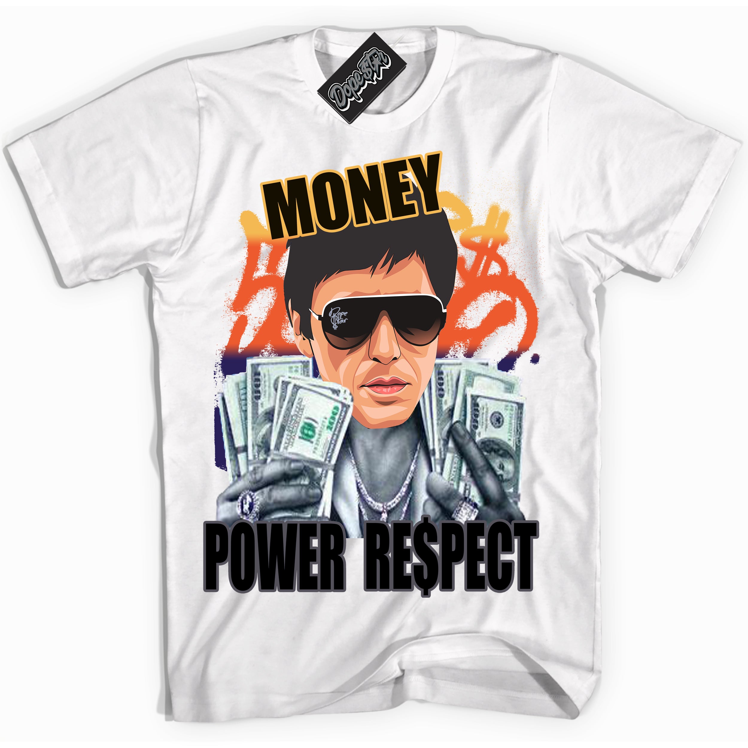 Cool White Shirt with “ Tony Montana” design that perfectly matches J Balvin Rio 3s Sneakers.