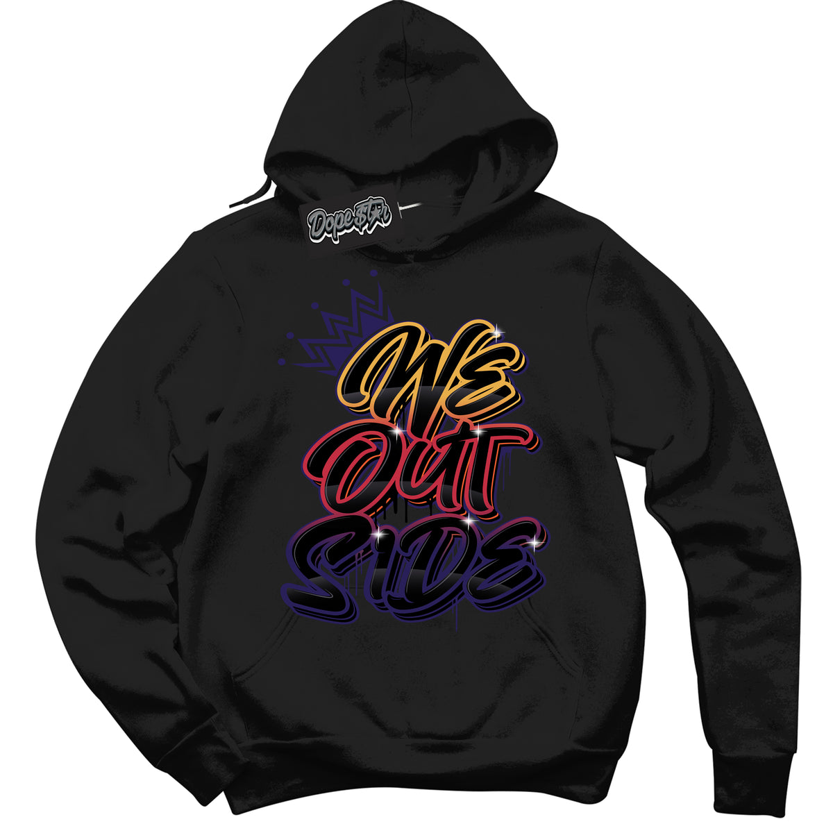 Cool Black Hoodie with “ We Outside ”  design that Perfectly Matches J Balvin Rio 3s Sneakers.