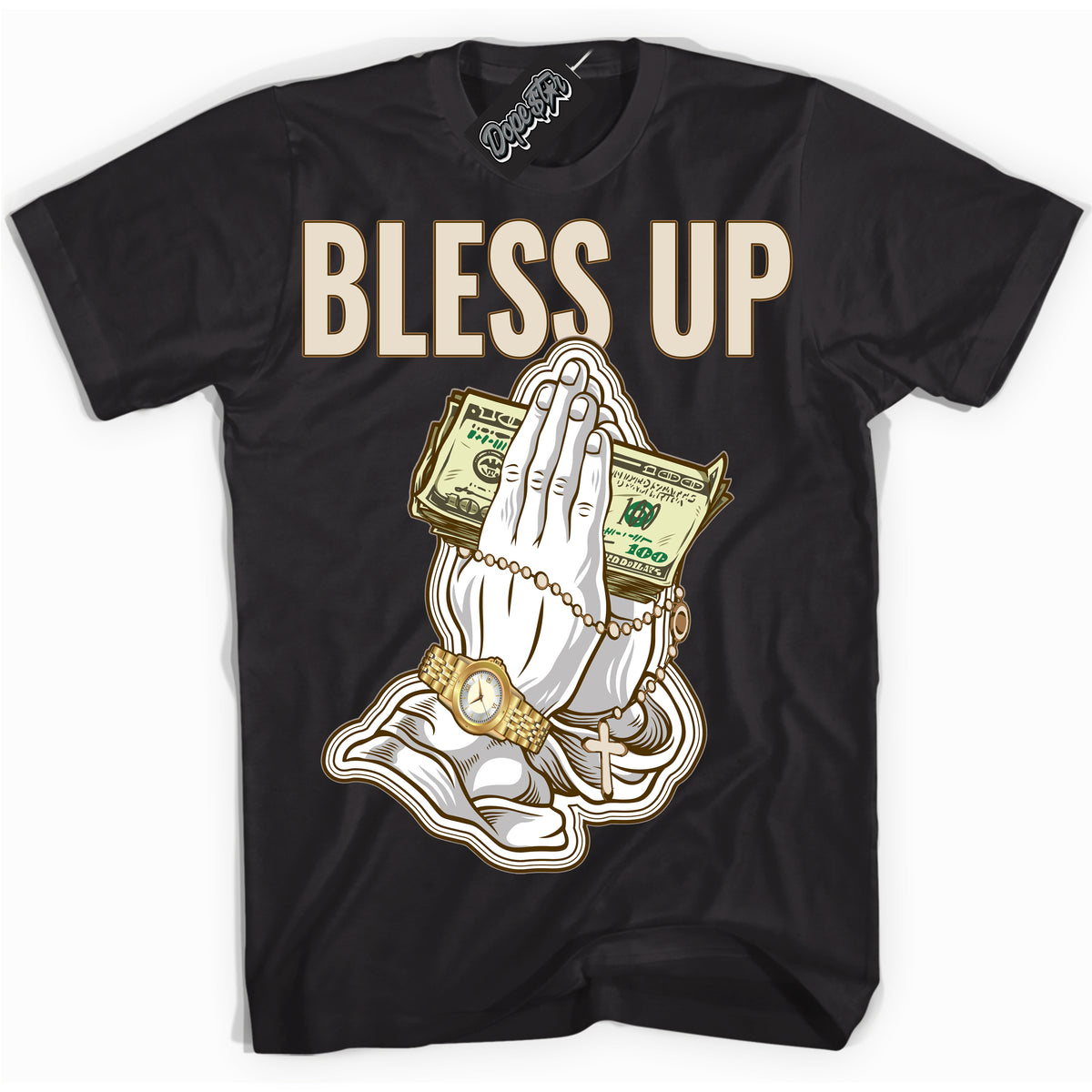 Cool Black graphic tee with “ Bless Up ” design, that perfectly matches Palomino 3s sneakers 