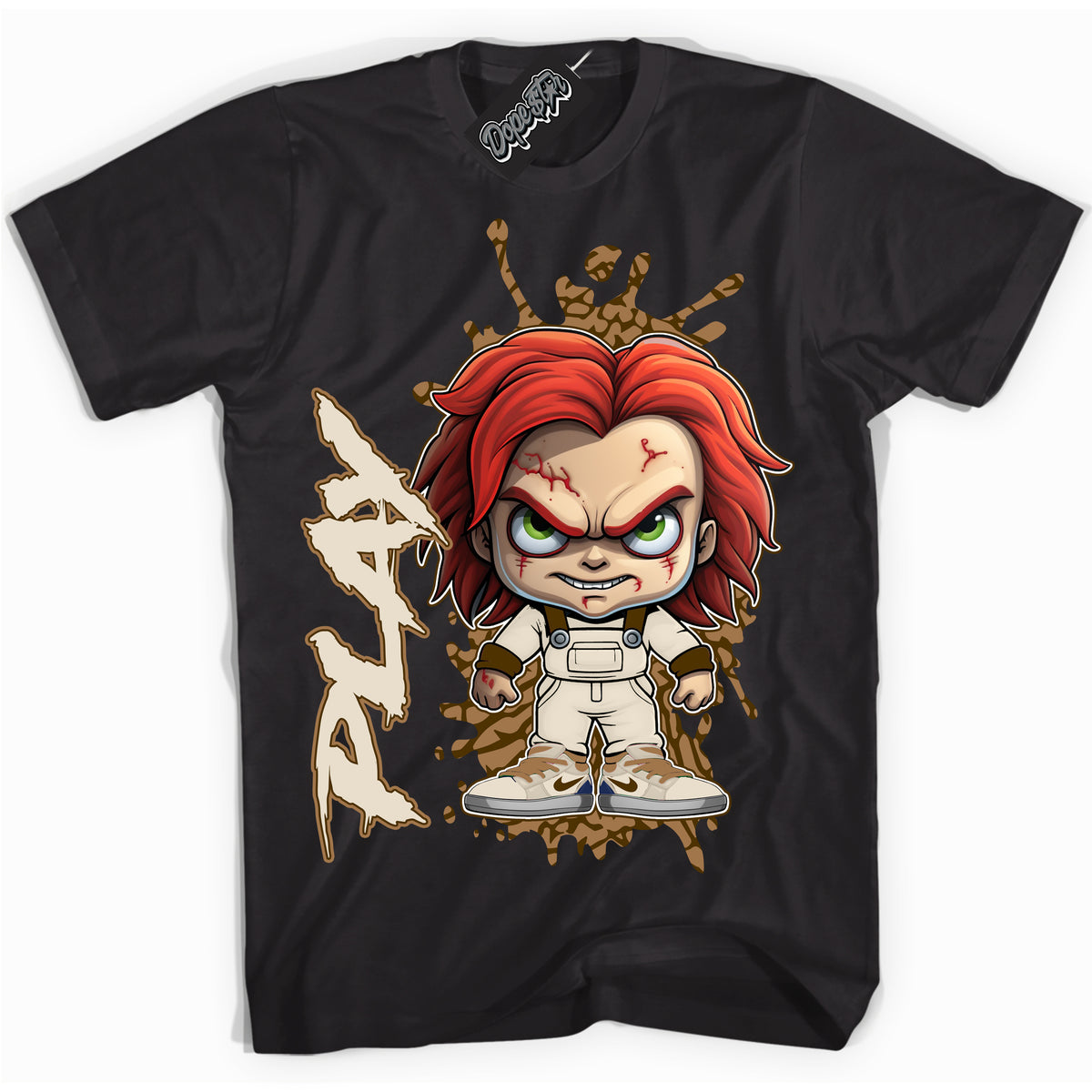 Cool Black graphic tee with “ Chucky Play ” design, that perfectly matches Palomino 3s sneakers 