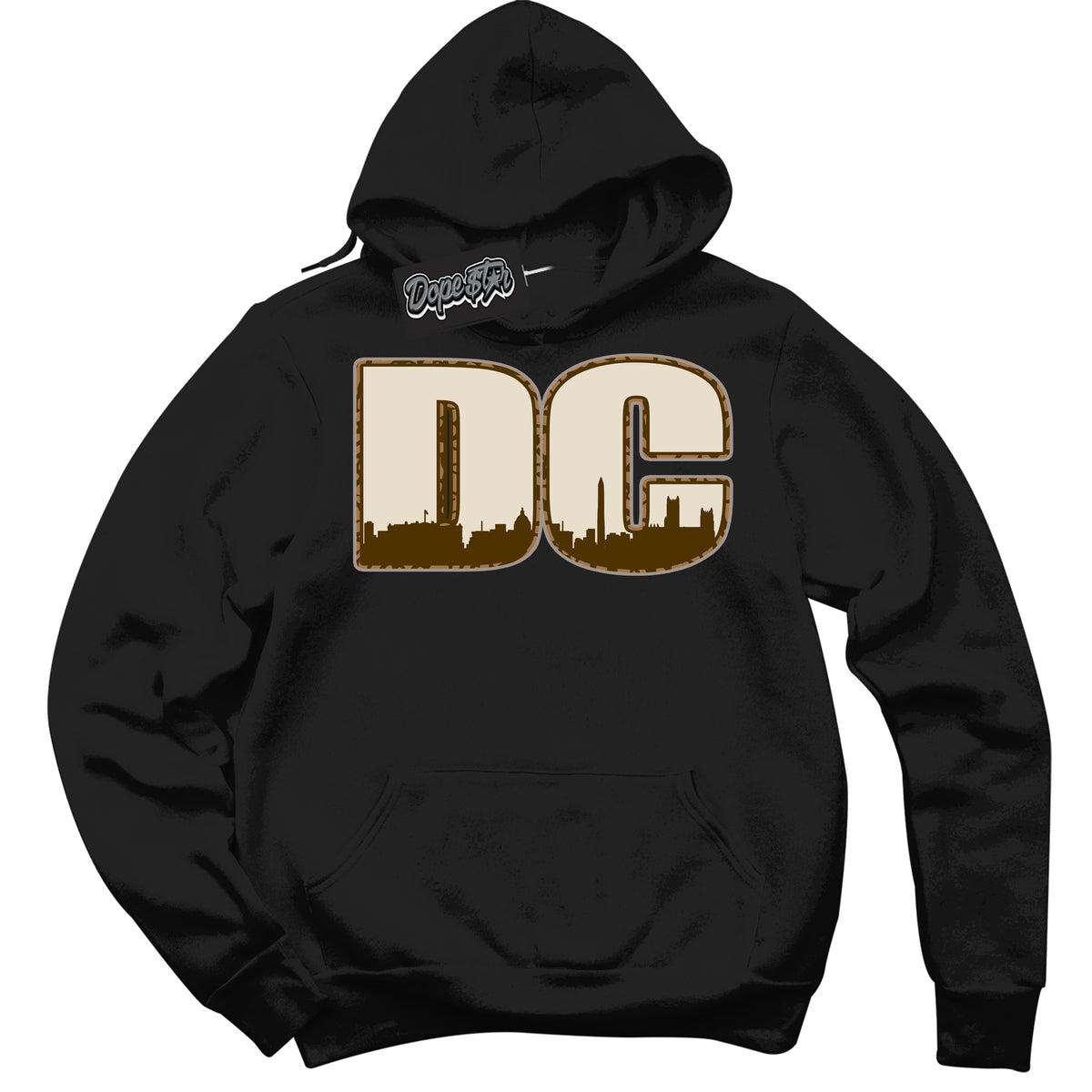 Cool Black Graphic DopeStar Hoodie with “ DC “ print, that perfectly matches Palomino 3s sneakers