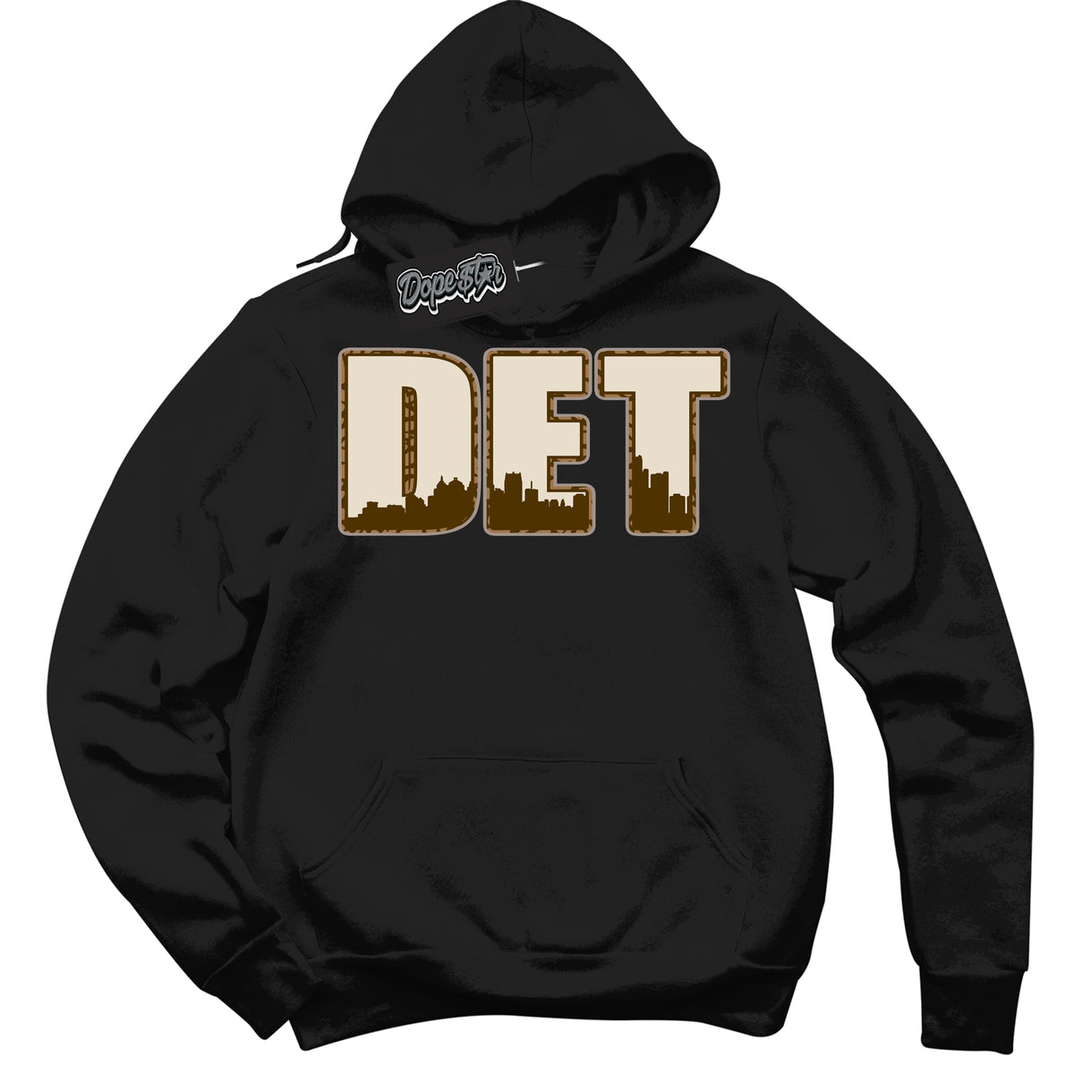 Cool Black Graphic DopeStar Hoodie with “ Detroit “ print, that perfectly matches Palomino 3s sneakers
