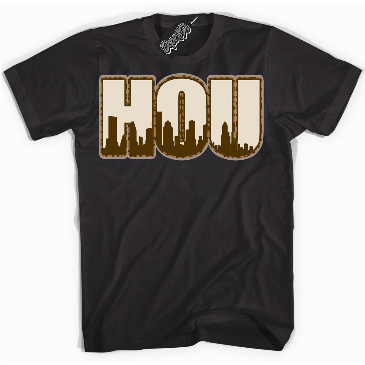 Cool Black graphic tee with “ Houston ” design, that perfectly matches Palomino 3s sneakers 