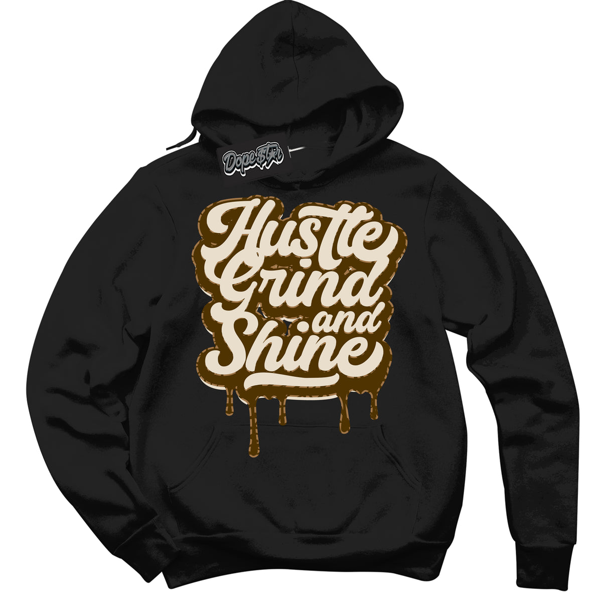 Cool Black Graphic DopeStar Hoodie with “ Hustle Grind And Shine “ print, that perfectly matches Palomino 3s sneakers