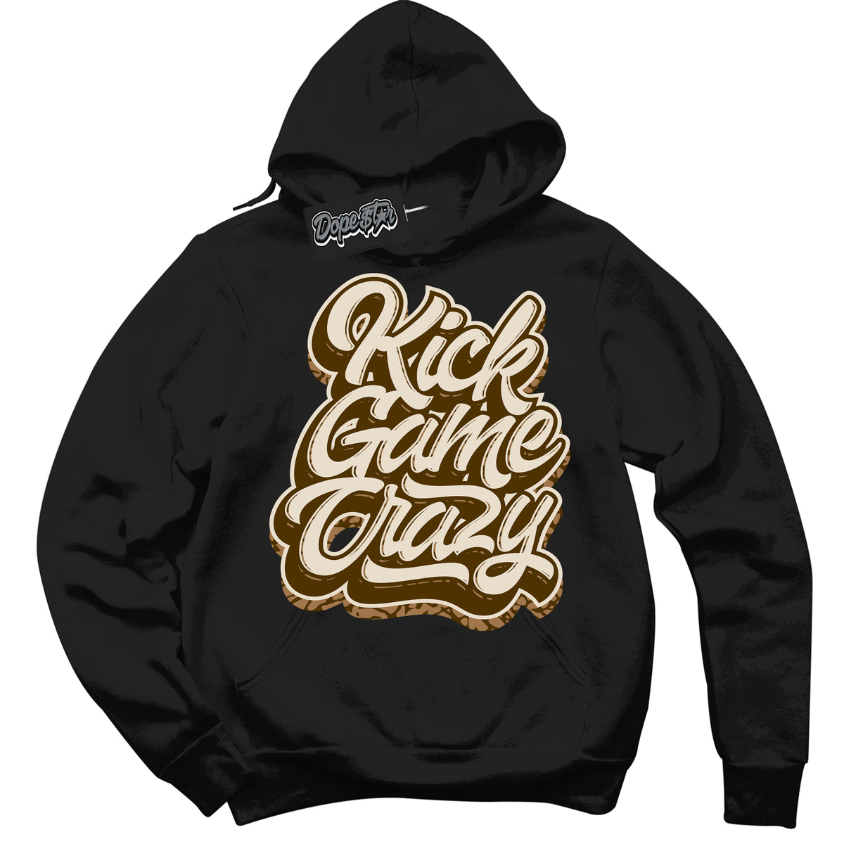 Cool Black Graphic DopeStar Hoodie with “ Kick Game Crazy “ print, that perfectly matches Palomino 3s sneakers