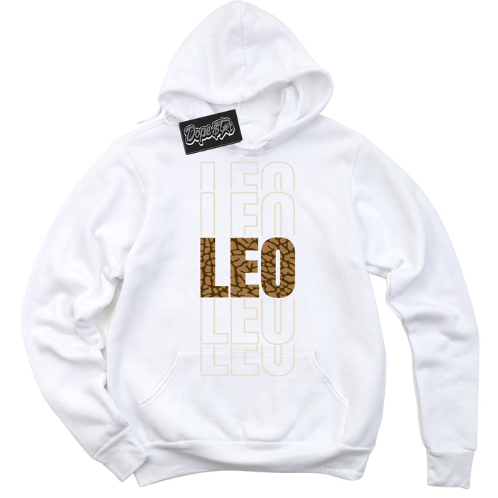 Cool White Graphic DopeStar Hoodie with “ Leo “ print, that perfectly matches Palomino 3s sneakers