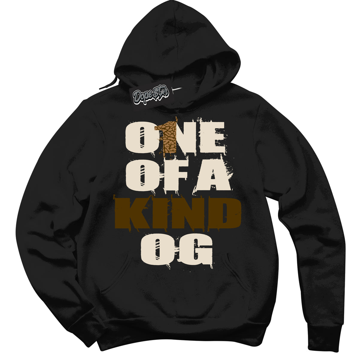 Cool Black Graphic DopeStar Hoodie with “ One Of A Kind “ print, that perfectly matches Palomino 3s sneakers