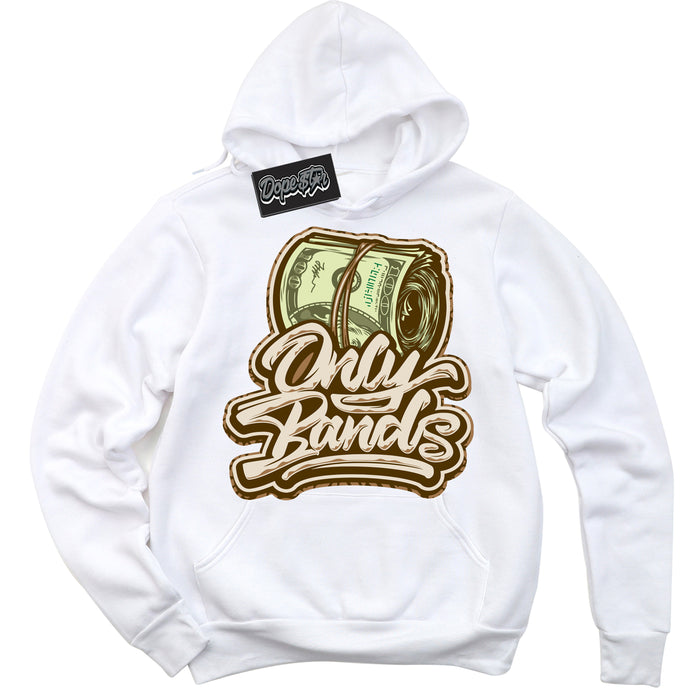 Cool White Graphic DopeStar Hoodie with “ Only Bands “ print, that perfectly matches Palomino 3s sneakers