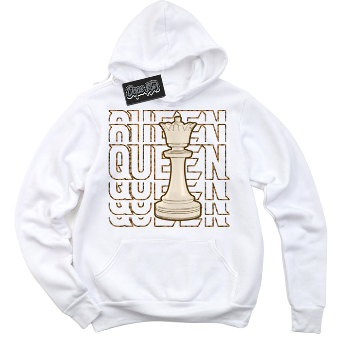 Cool White Graphic DopeStar Hoodie with “ Queen Chess “ print, that perfectly matches Palomino 3s sneakers