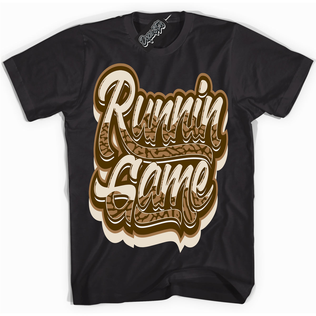 Cool Black graphic tee with “ Running Game ” design, that perfectly matches Palomino 3s sneakers 